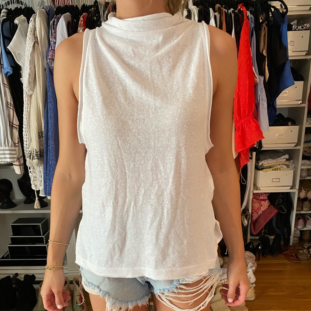 We the free white high neck tank top. Size small!